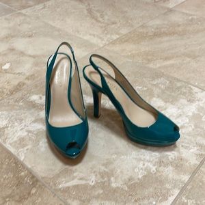 NEW Talbots Teal Green Patent Slingback Pumps Heels Size  8 1/2M